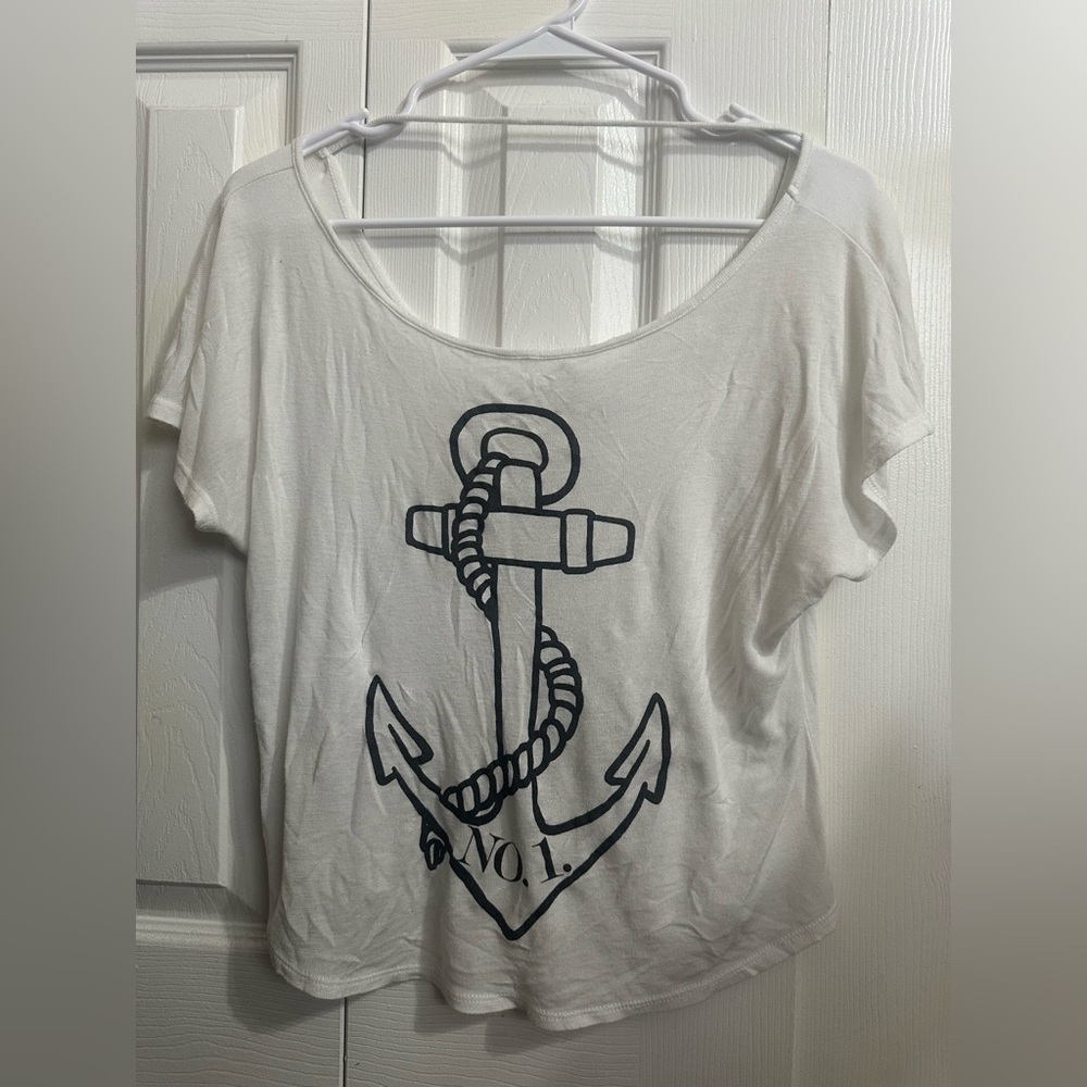 White Anchor Print Women's Top
